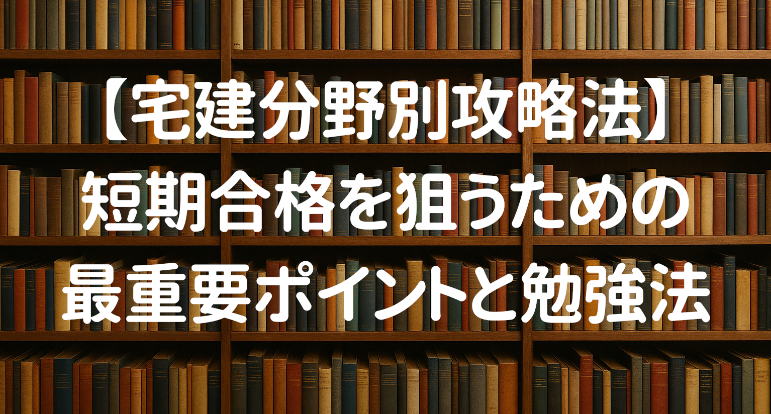 【宅建分野別攻略法】短期合格を狙うための最重要ポイントと勉強法